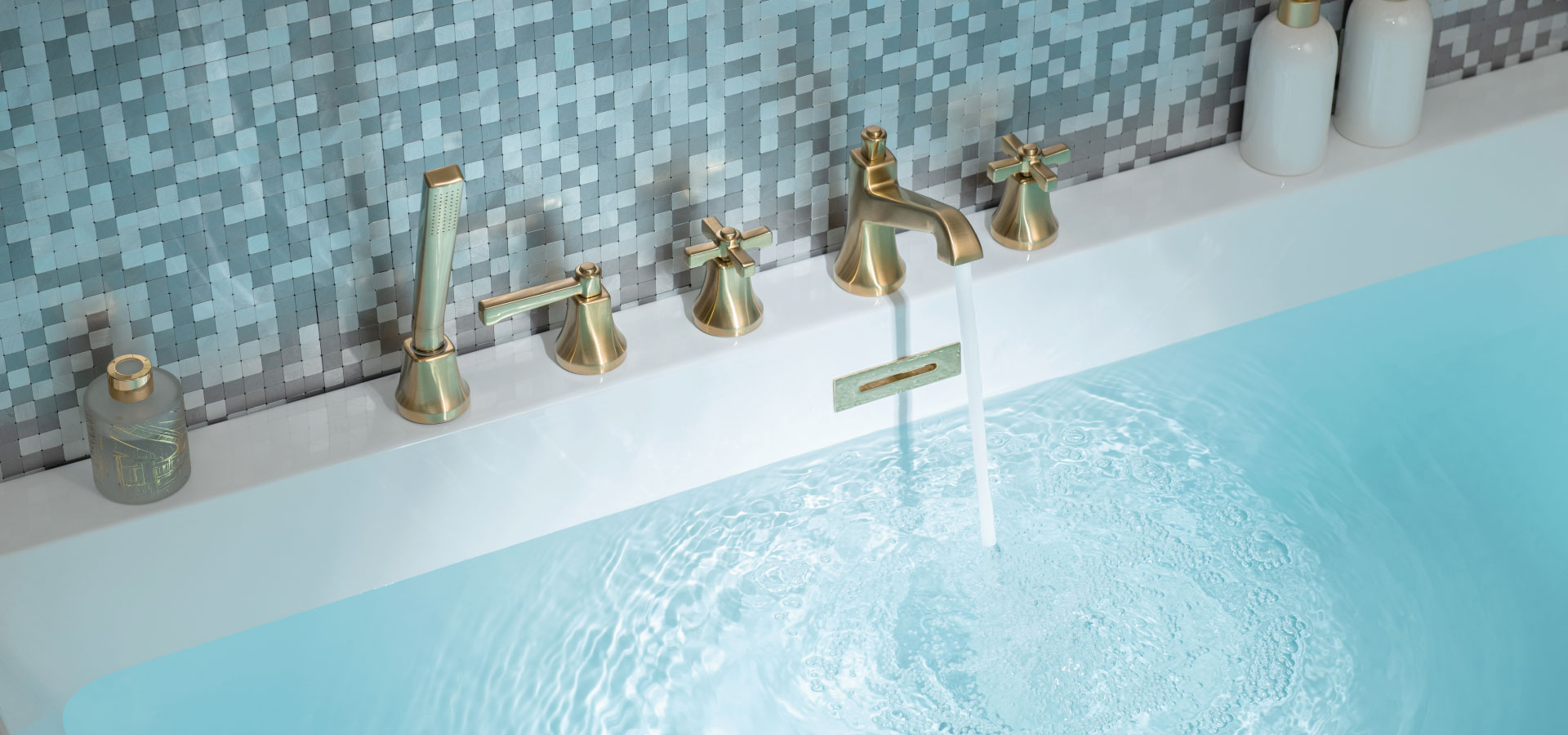 gold tub faucet with hand shower