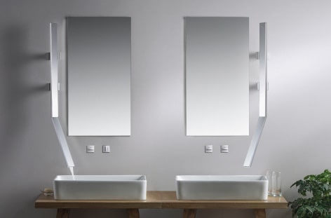 dual vanity with wall mount faucet