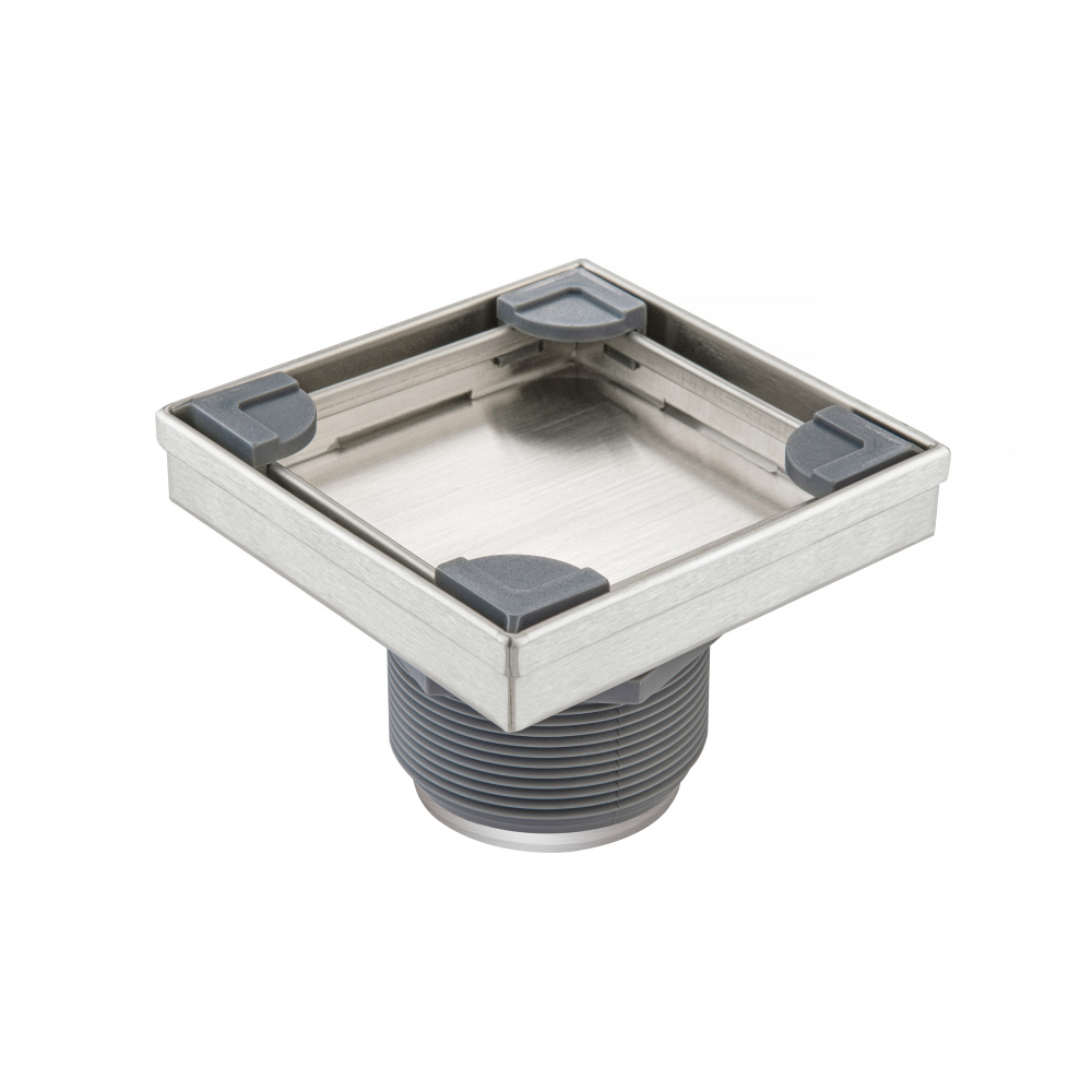 4" Tile Insert Floor Drain with 2" Outlet | Brushed Nickel PVD