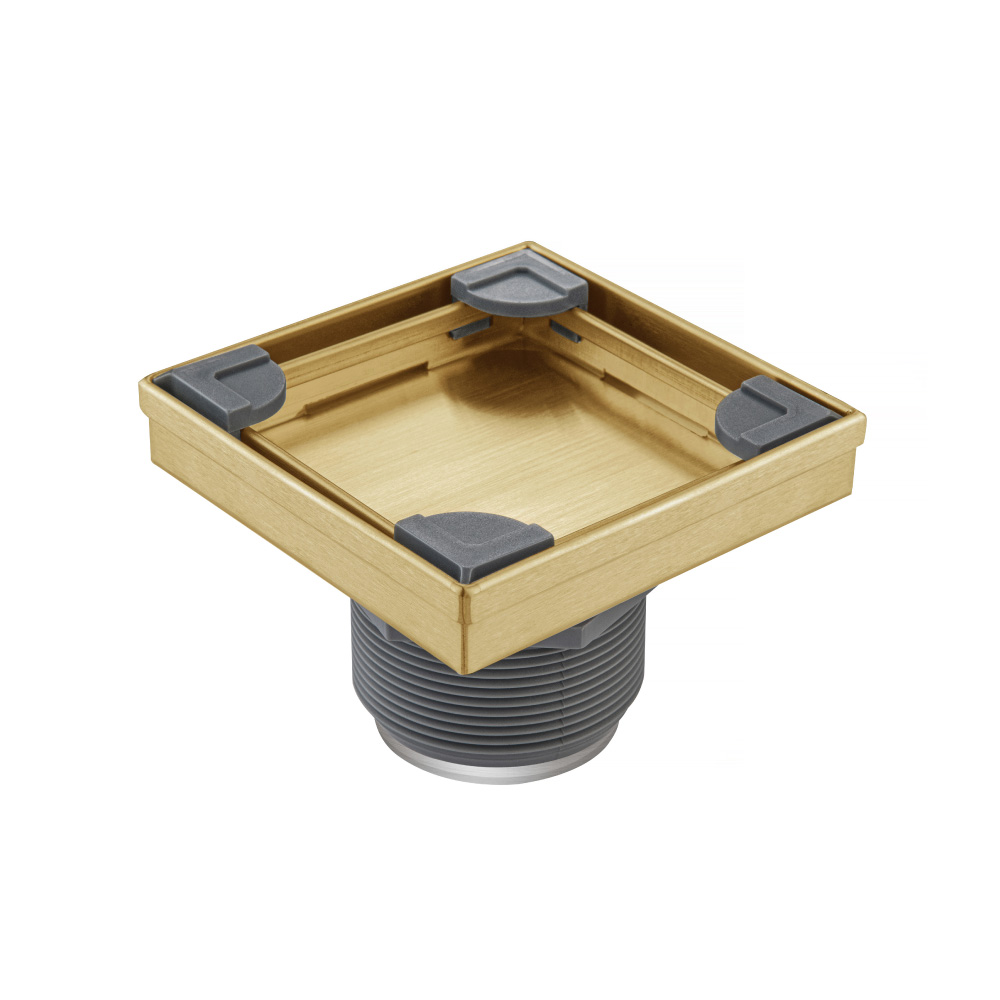 4" Tile Insert Floor Drain with 2" Outlet | Satin Brass PVD