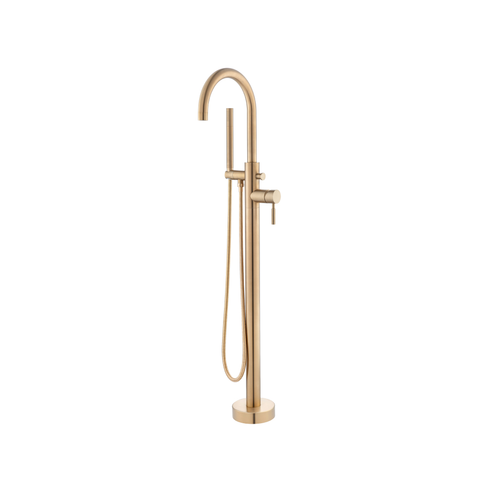 Freestanding Floor Mount Bathtub / Tub Filler With Hand Shower | Brushed Bronze PVD