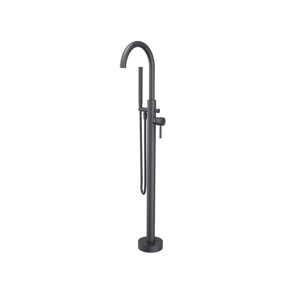 Freestanding Floor Mount Bathtub / Tub Filler With Hand Shower | Dark Grey