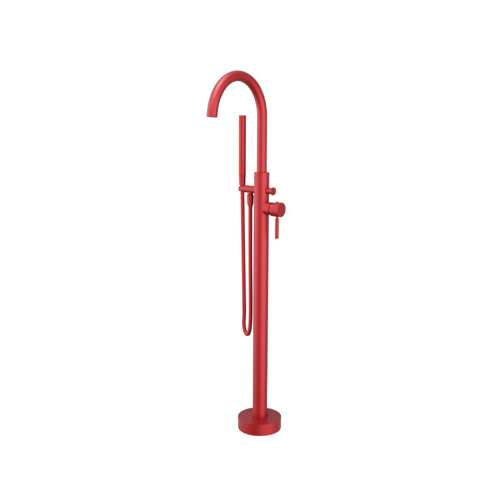 Freestanding Floor Mount Bathtub / Tub Filler With Hand Shower | Deep Red