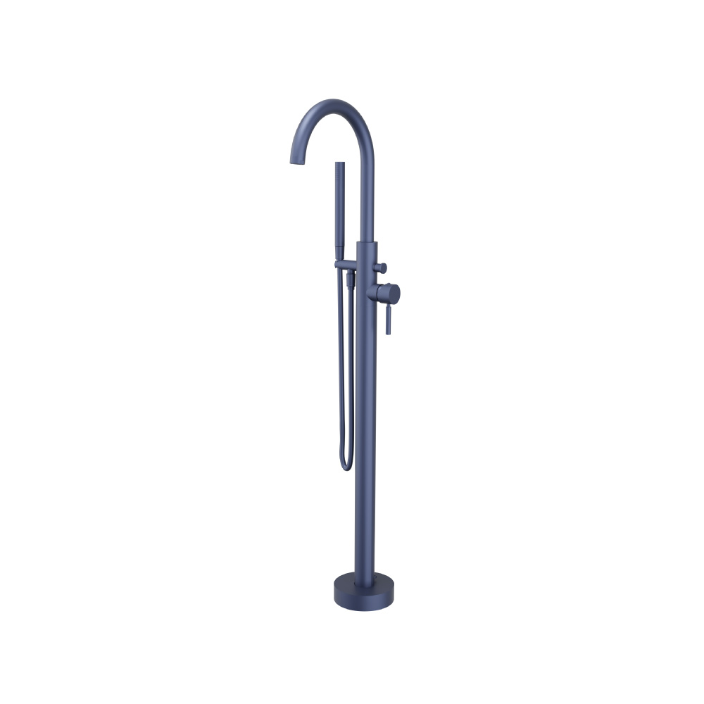 Freestanding Floor Mount Bathtub / Tub Filler With Hand Shower | Navy Blue