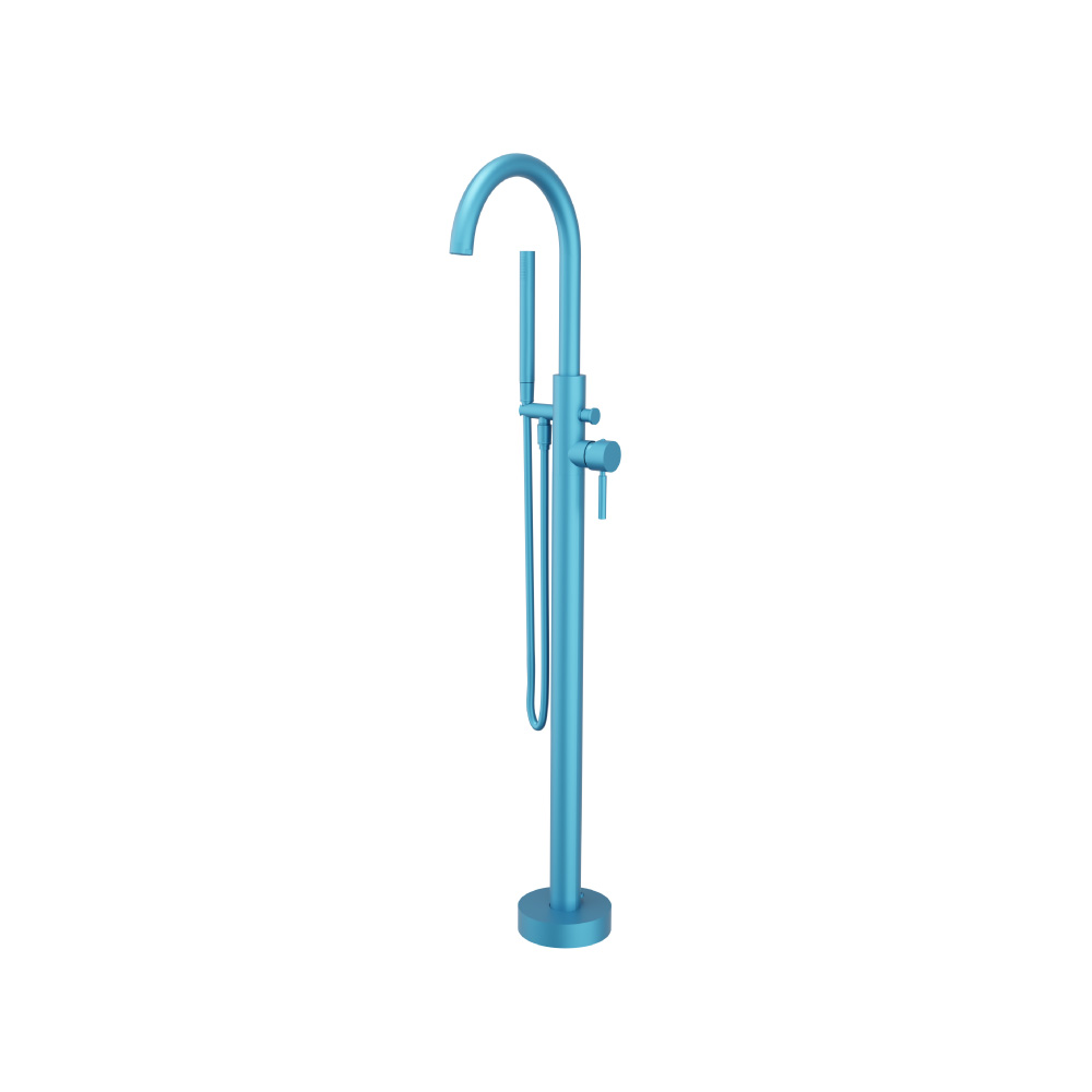 Freestanding Floor Mount Bathtub / Tub Filler With Hand Shower | Sky Blue