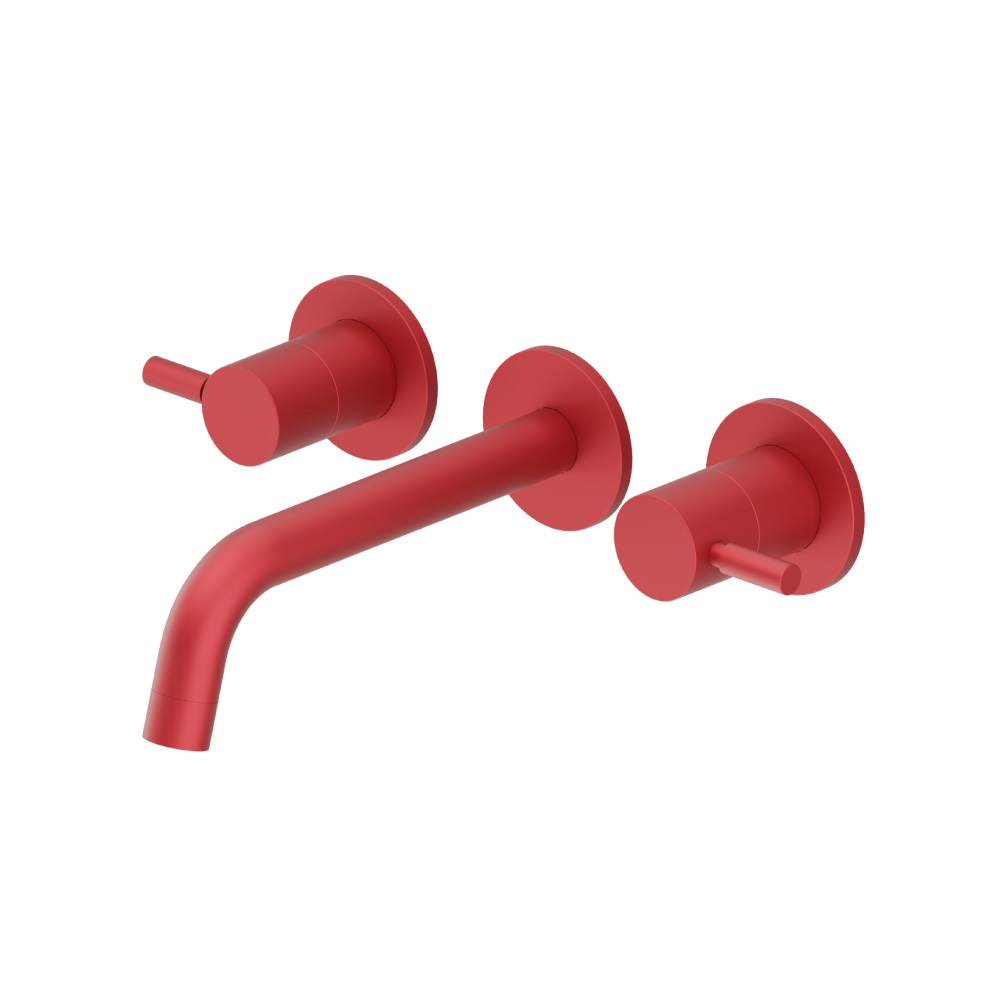 Two Handle Wall Mounted Bathroom Faucet | Deep Red