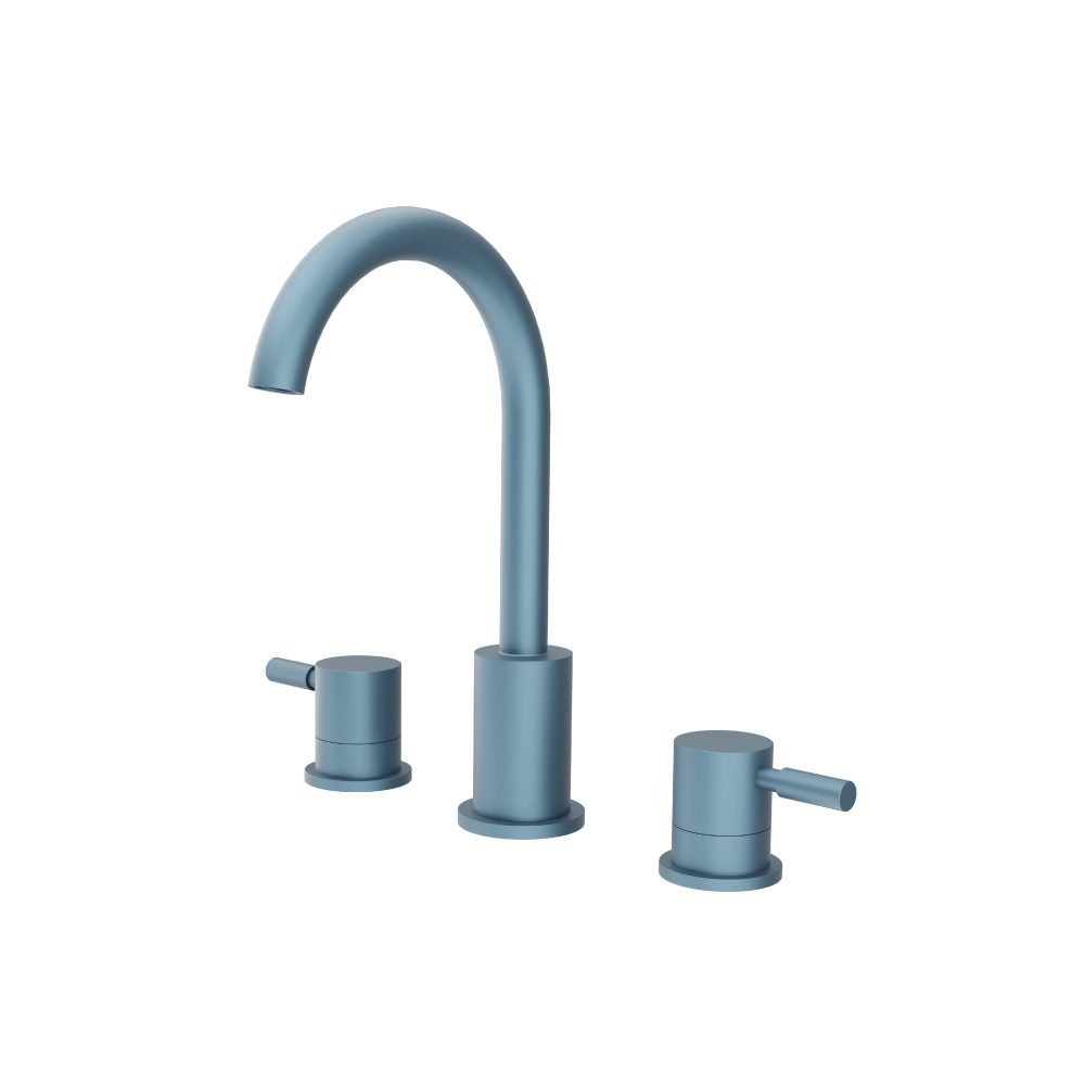 Three Hole 8" Widespread Two Handle Bathroom Faucet | Blue Platinum