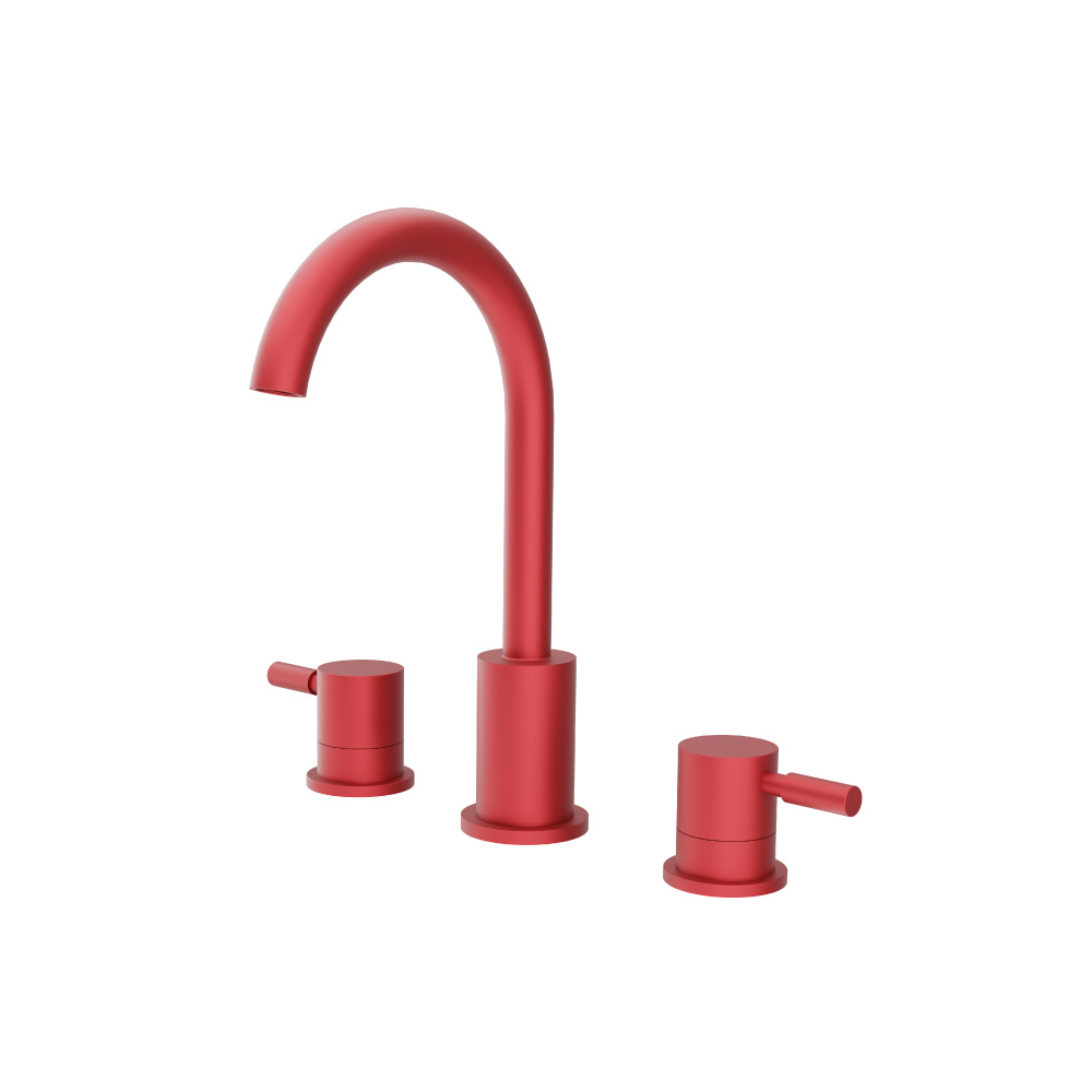 Three Hole 8" Widespread Two Handle Bathroom Faucet | Deep Red