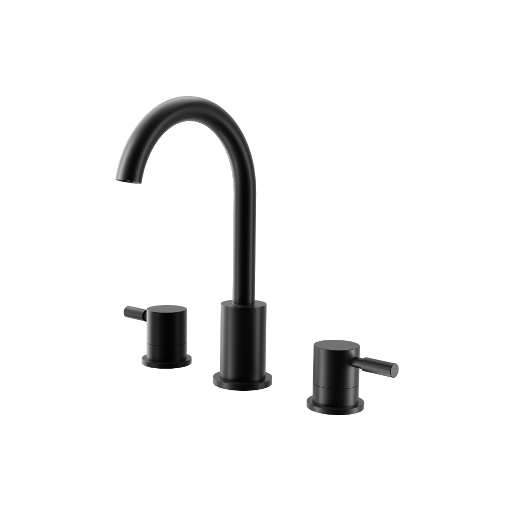 Three Hole 8" Widespread Two Handle Bathroom Faucet | Gloss Black