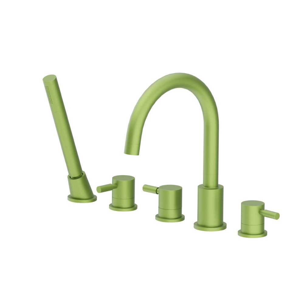 Five Hole Deck Mounted Roman Tub Faucet With Hand Shower | Isenberg Green