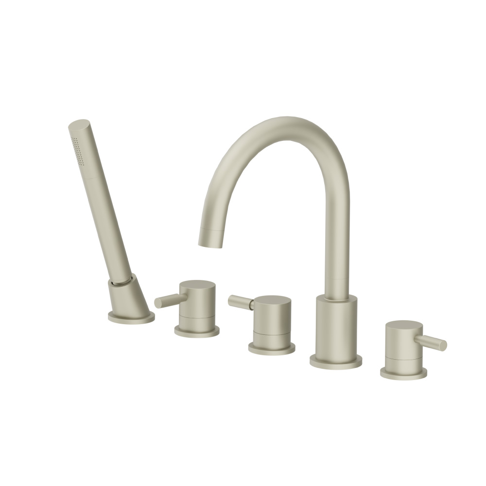 Five Hole Deck Mounted Roman Tub Faucet With Hand Shower | Light Verde