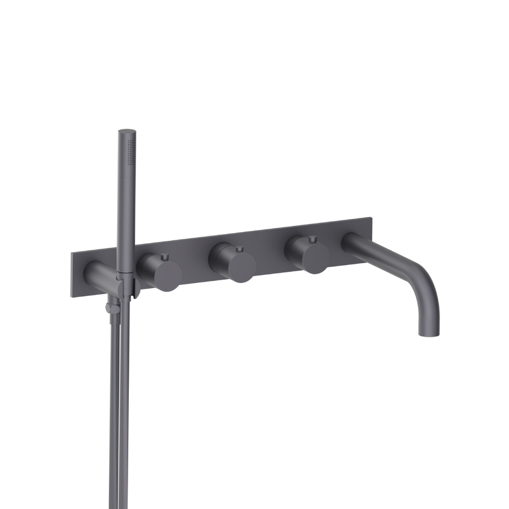 Wall Mount Tub Filler With Hand Shower | Dark Grey