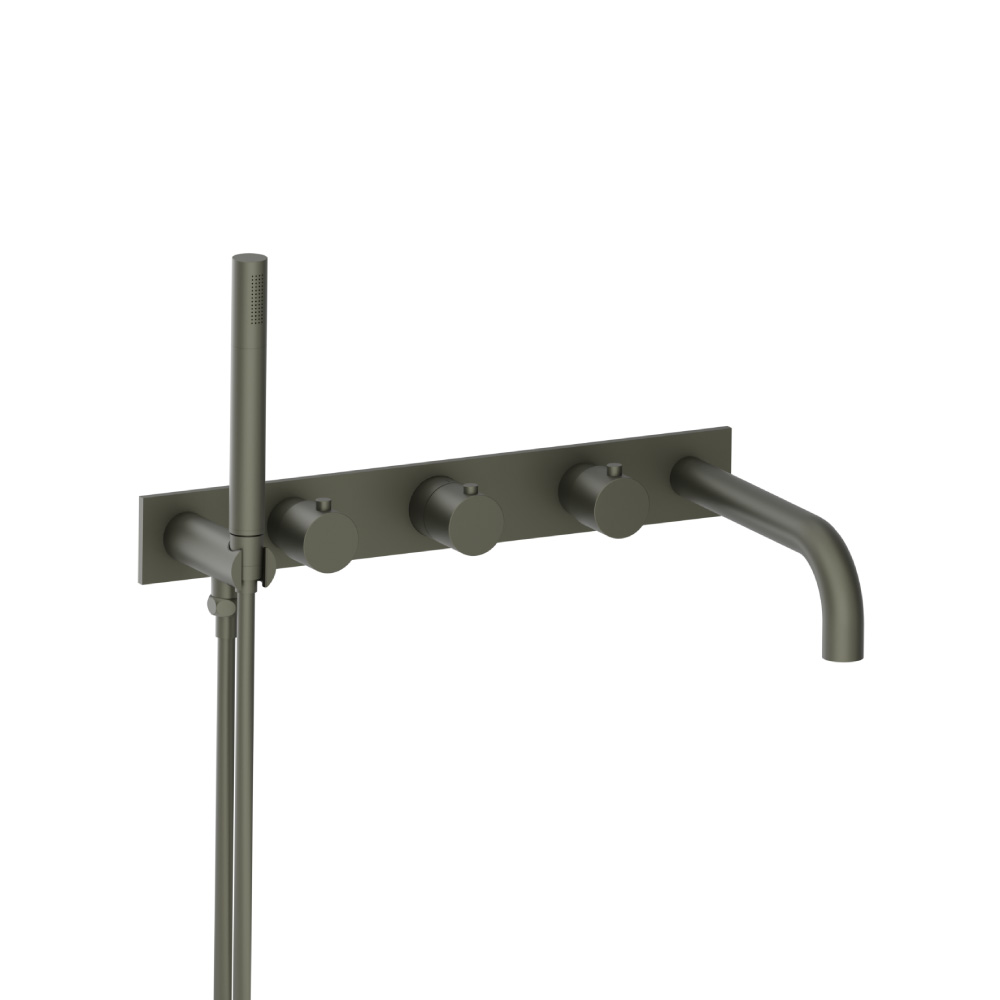 Wall Mount Tub Filler With Hand Shower | Dark Green