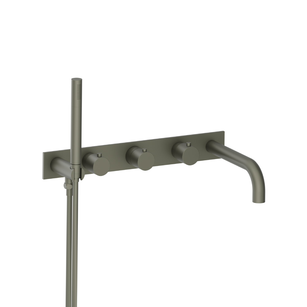Wall Mount Tub Filler With Hand Shower | Gun Metal Grey