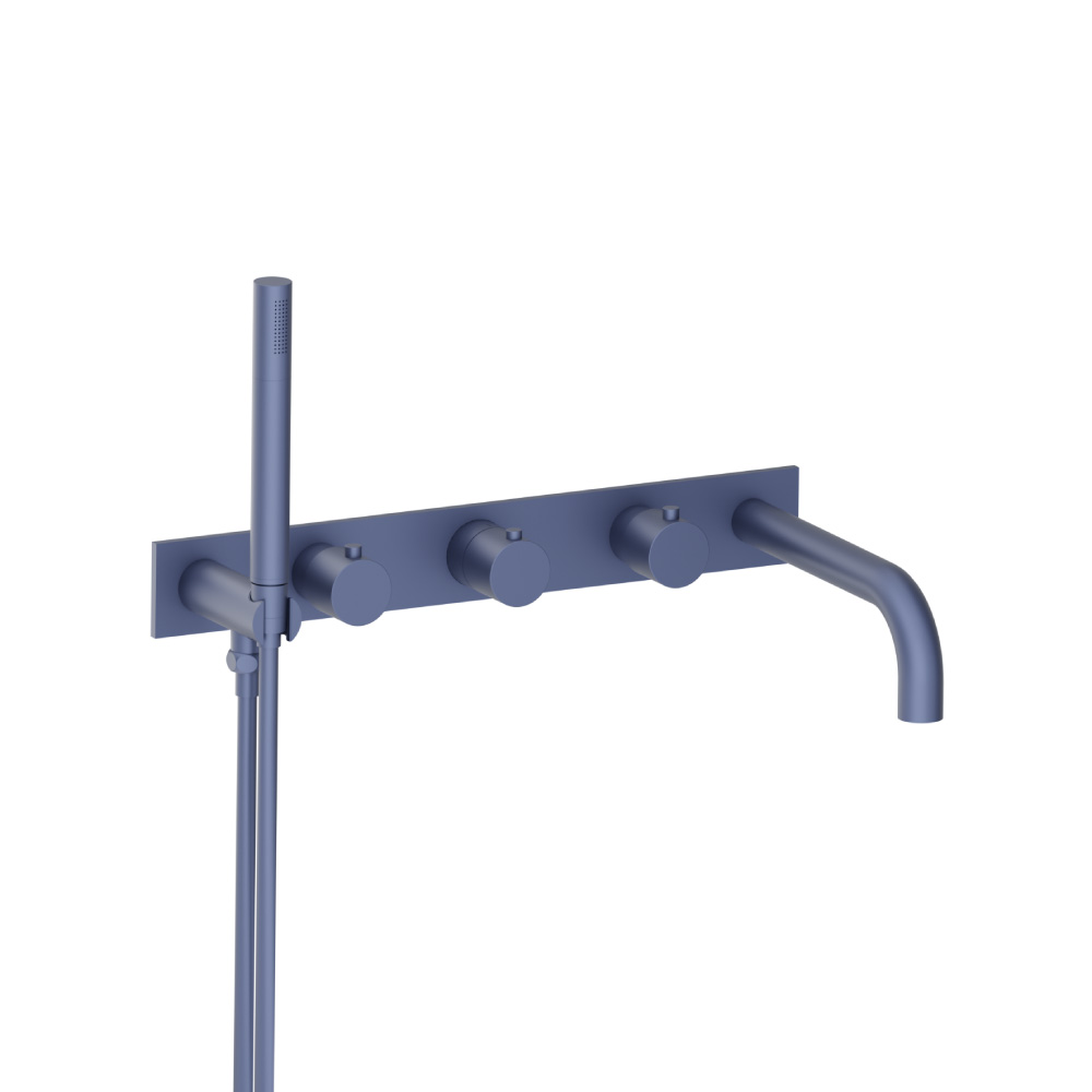 Wall Mount Tub Filler With Hand Shower | Navy Blue