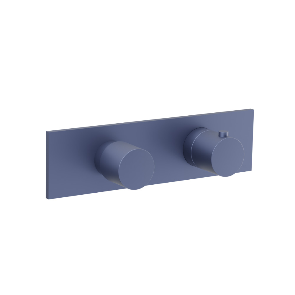 3/4" Horizontal Thermostatic Shower Valve & Trim - 3 Output | Navy Blue