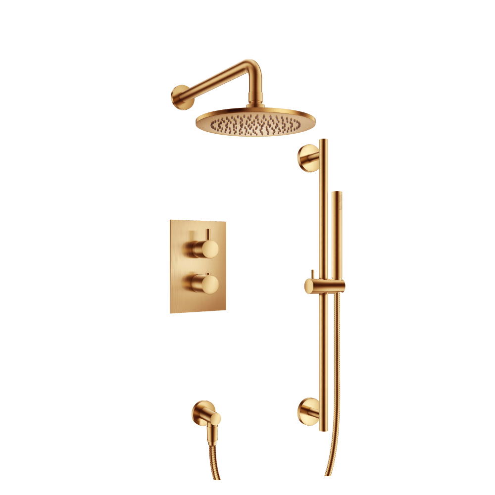 Two Output Shower Set With Shower Head, Hand Held And Slide Bar | Brushed Bronze PVD