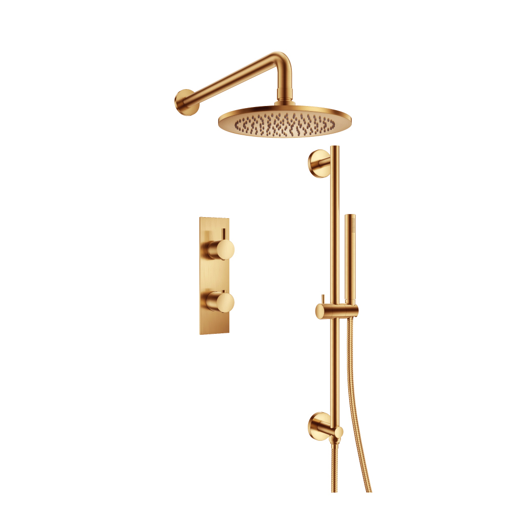 Two Output Shower Set With Shower Head, Hand Held And Slide Bar | Brushed Bronze PVD