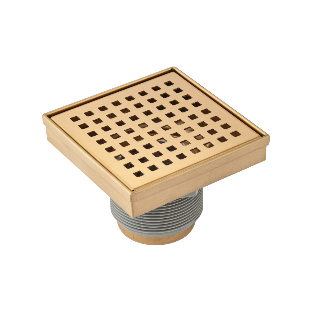 4" Decorative Floor Drain with 2" Outlet | Brushed Bronze PVD