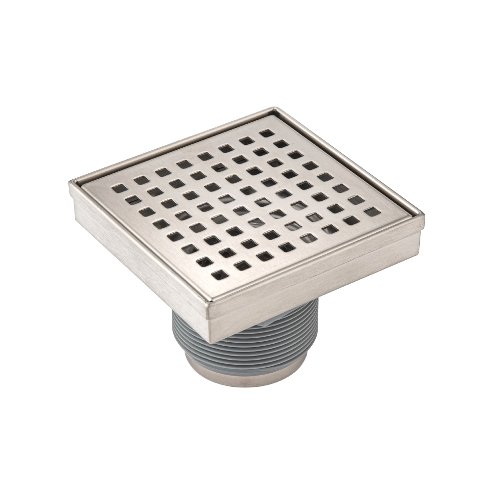 4" Decorative Floor Drain with 2" Outlet | Brushed Nickel PVD