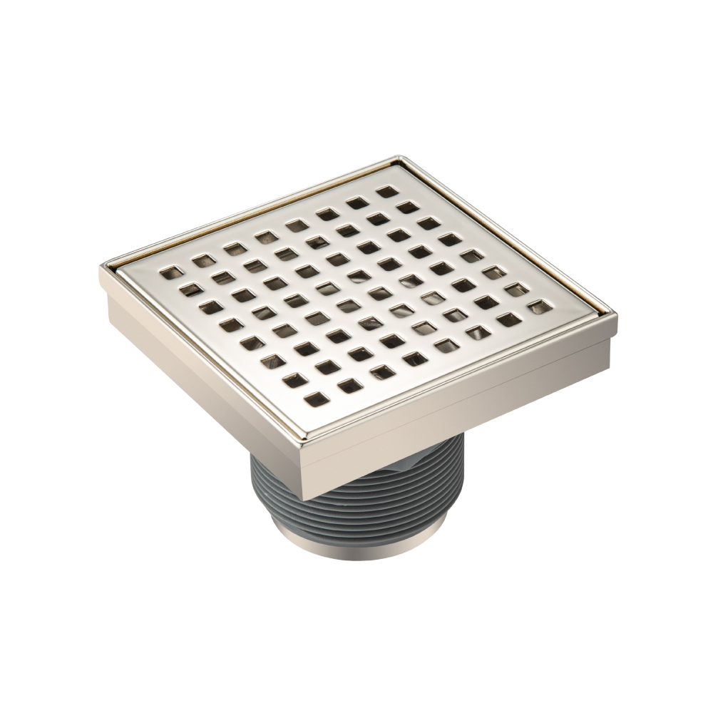 4" Decorative Floor Drain with 2" Outlet | Polished Nickel PVD