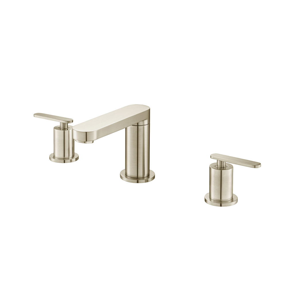 Three Hole 8" Widespread Two Handle Bathroom Faucet | Brushed Nickel PVD