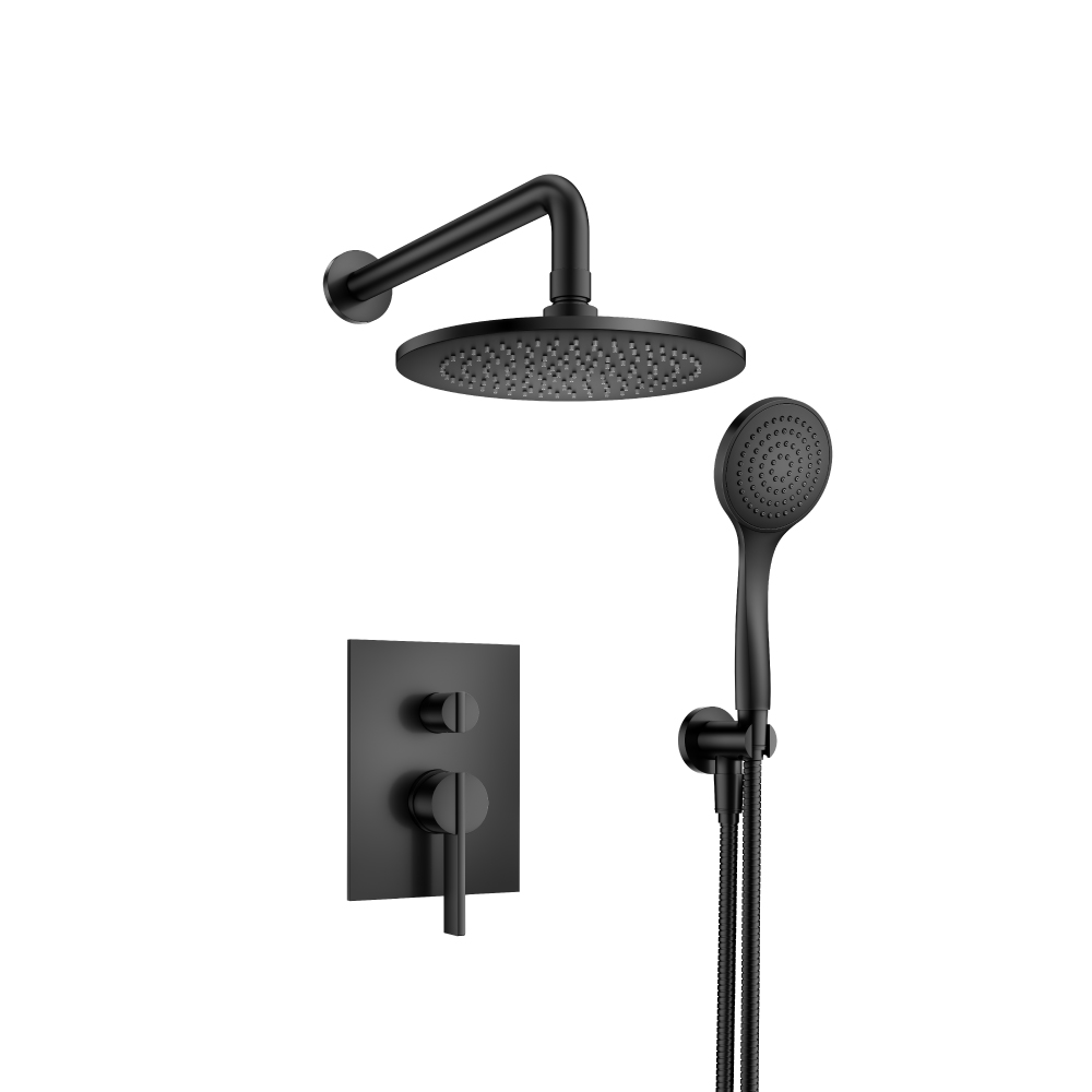 Two Output Shower Set With Shower Head And Hand Held | Matte Black