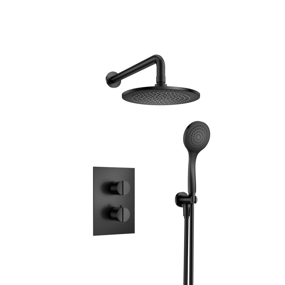 Two Output Shower Set With Shower Head And Hand Held | Matte Black