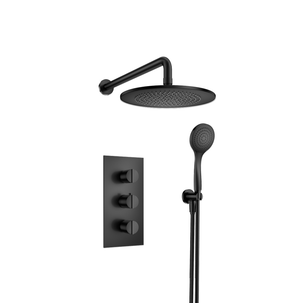 Two Output Shower Set With Shower Head And Hand Held | Matte Black