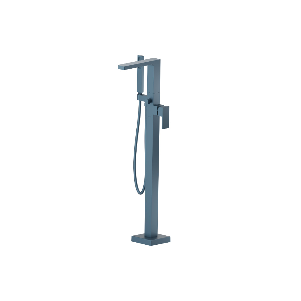 Freestanding Floor Mount Bathtub / Tub Filler With Hand Shower | Blue Platinum