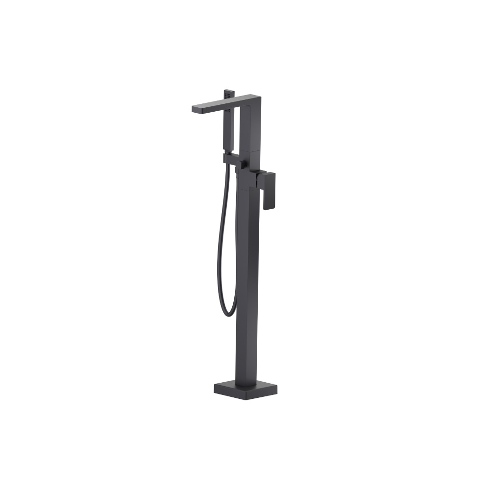 Freestanding Floor Mount Bathtub / Tub Filler With Hand Shower | Dark Grey