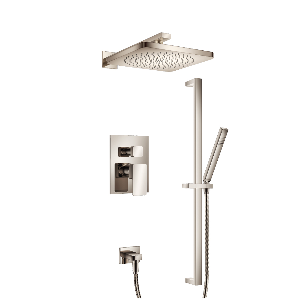 Two Output Shower Set With Shower Head, Hand Held And Slide Bar | Polished Nickel PVD