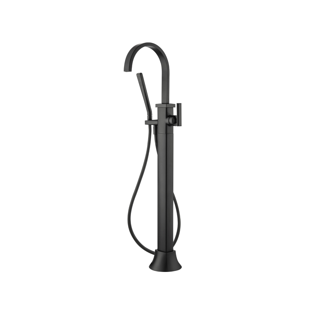 Freestanding Floor Mount Bathtub / Tub Filler With Hand Shower | Matte Black