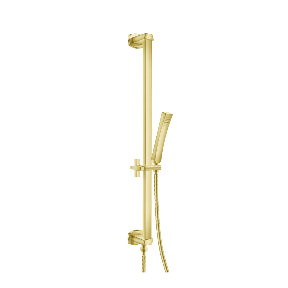 Hand Shower Set with Slide Bar, Integrated Elbow & Hose | Satin Brass PVD