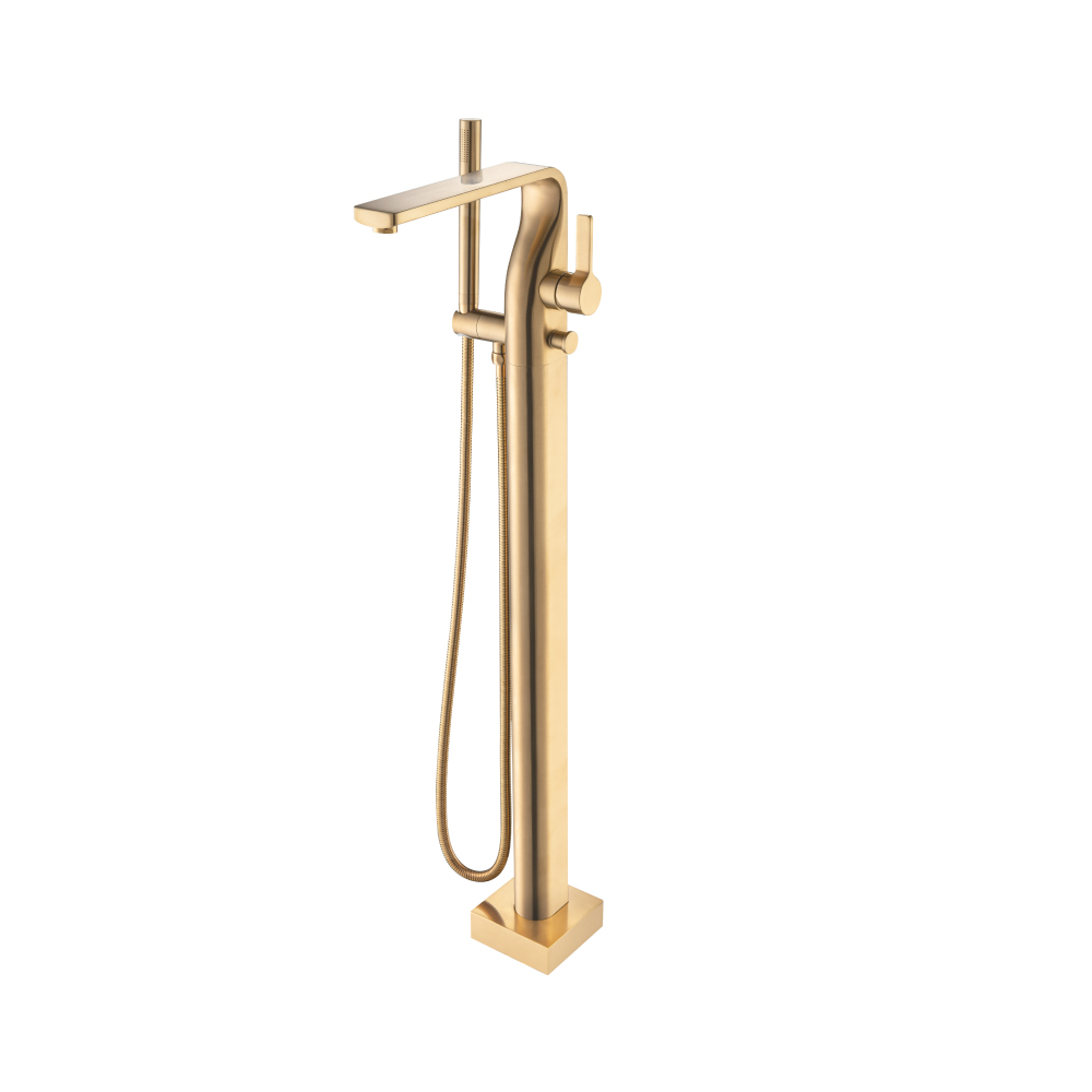 Freestanding Floor Mount Bathtub / Tub Filler With Hand Shower | Brushed Bronze PVD