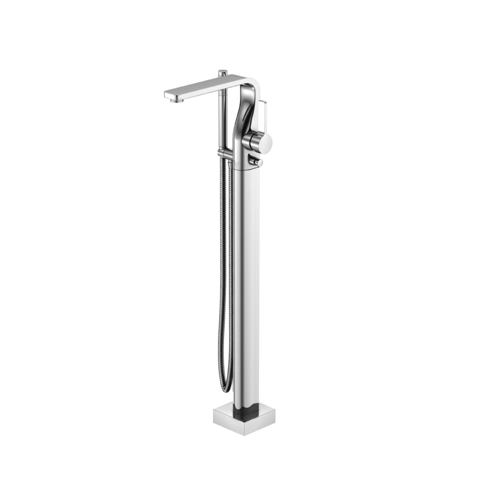 Freestanding Floor Mount Bathtub / Tub Filler With Hand Shower | Polished Nickel PVD