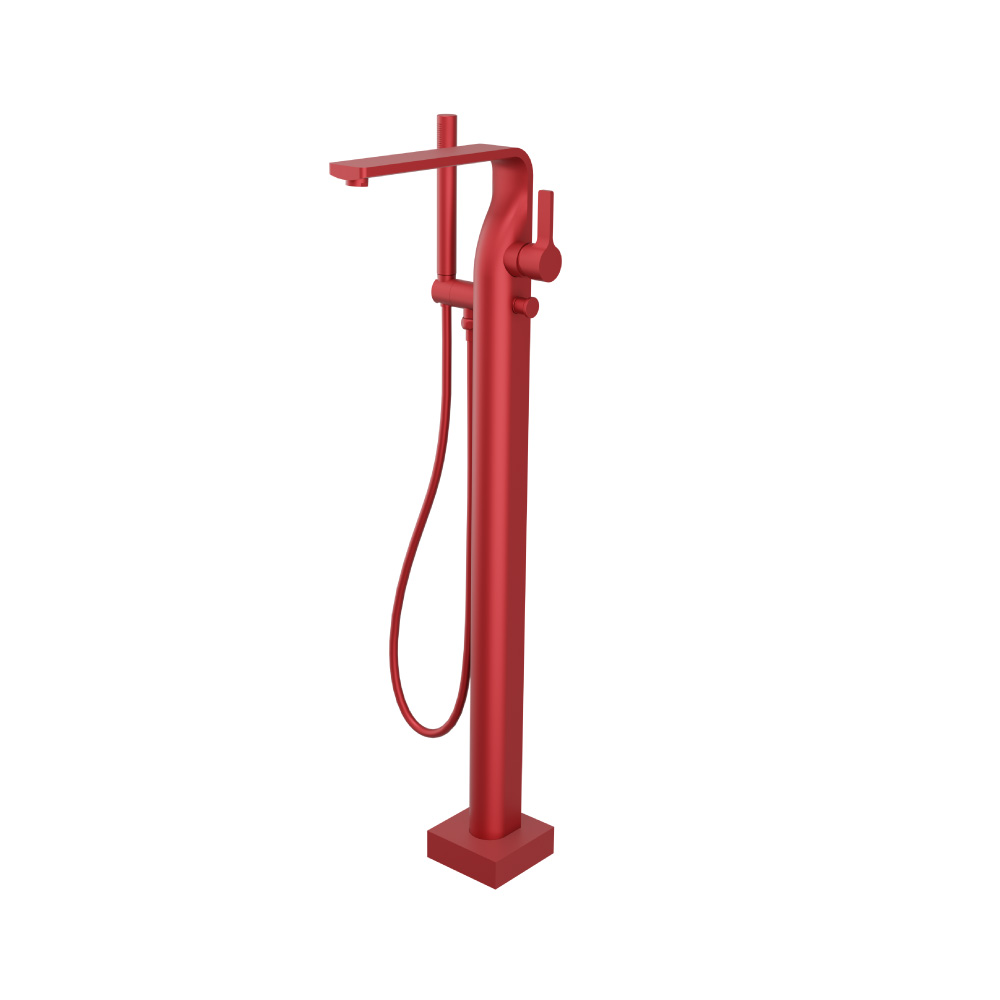 Freestanding Floor Mount Bathtub / Tub Filler With Hand Shower | Deep Red