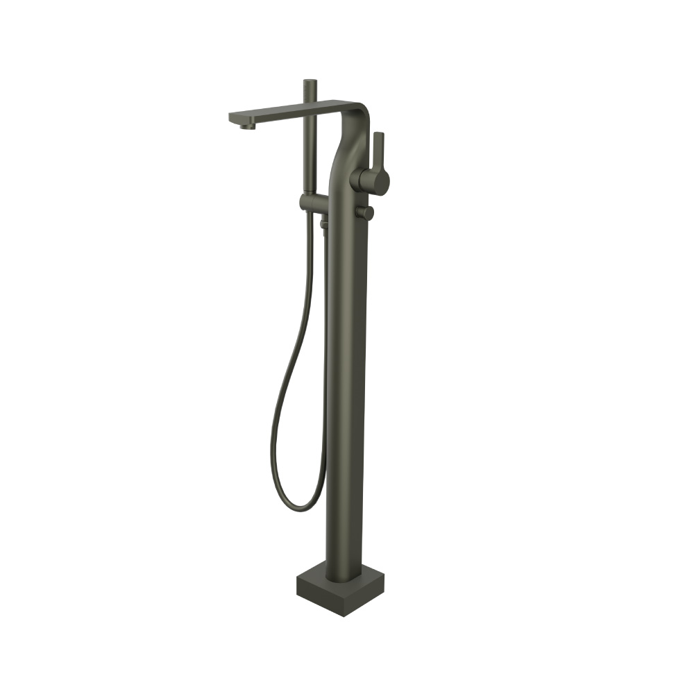 Freestanding Floor Mount Bathtub / Tub Filler With Hand Shower | Gun Metal Grey