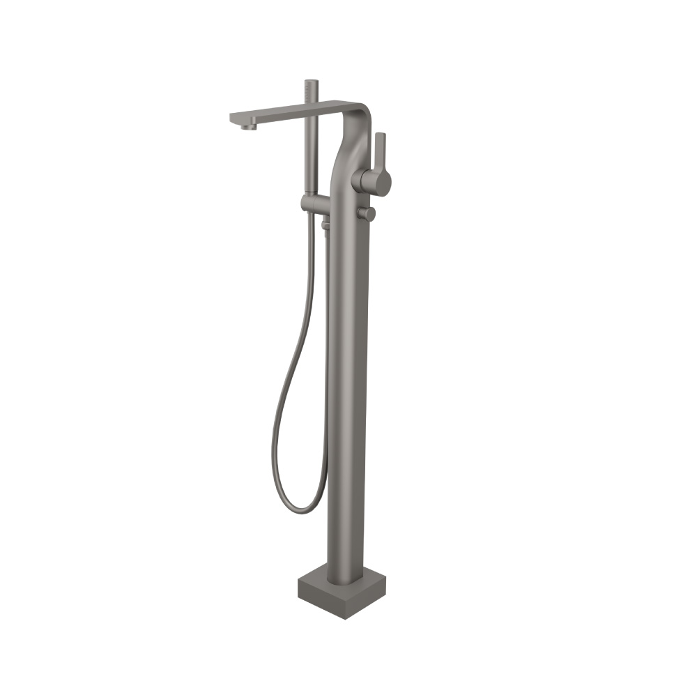 Freestanding Floor Mount Bathtub / Tub Filler With Hand Shower | Steel Grey