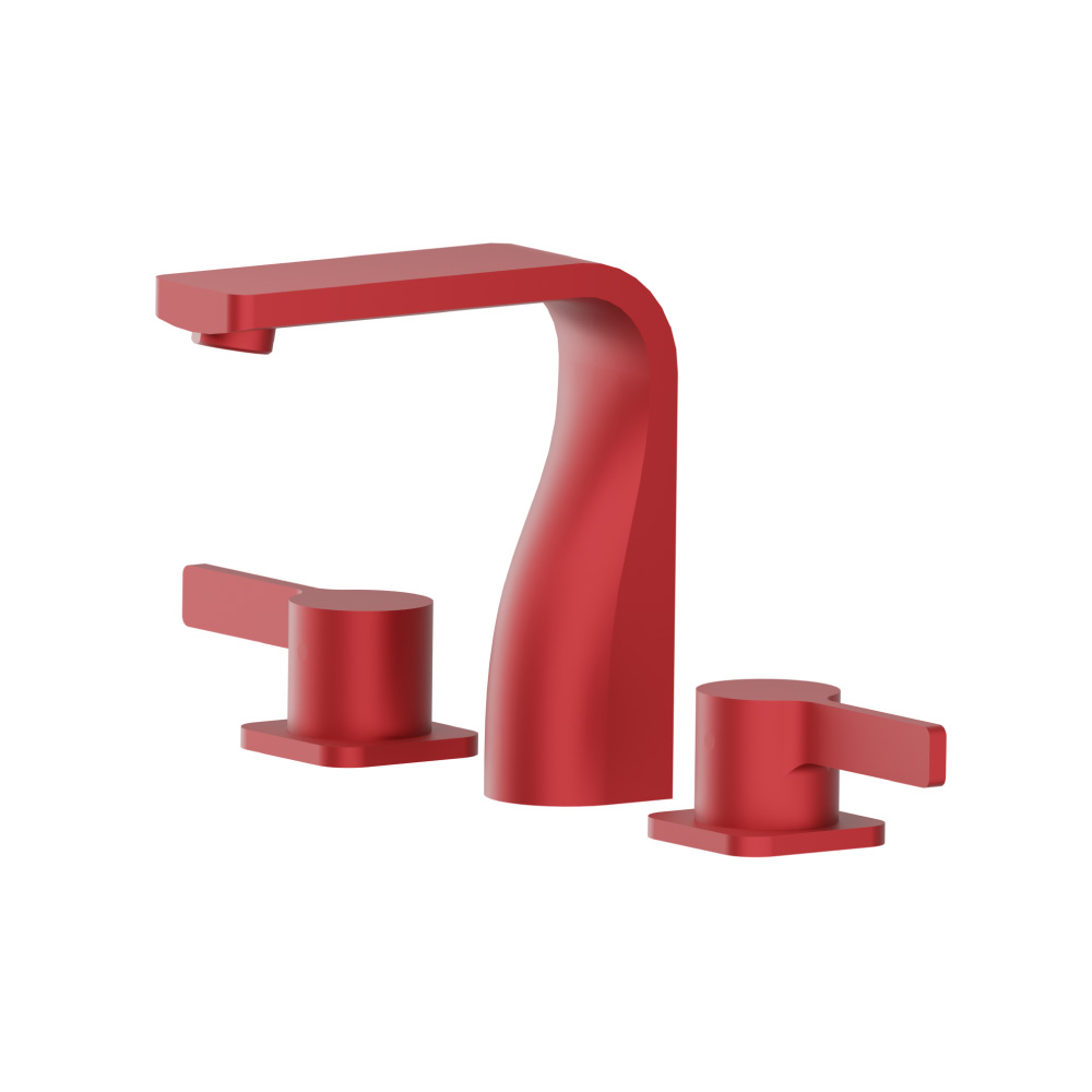 Three Hole 8" Widespread Two Handle Bathroom Faucet | Deep Red