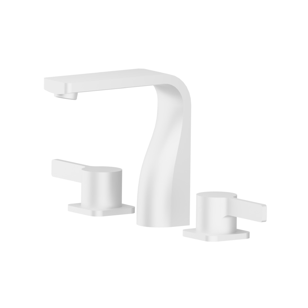 Three Hole 8" Widespread Two Handle Bathroom Faucet | Gloss White