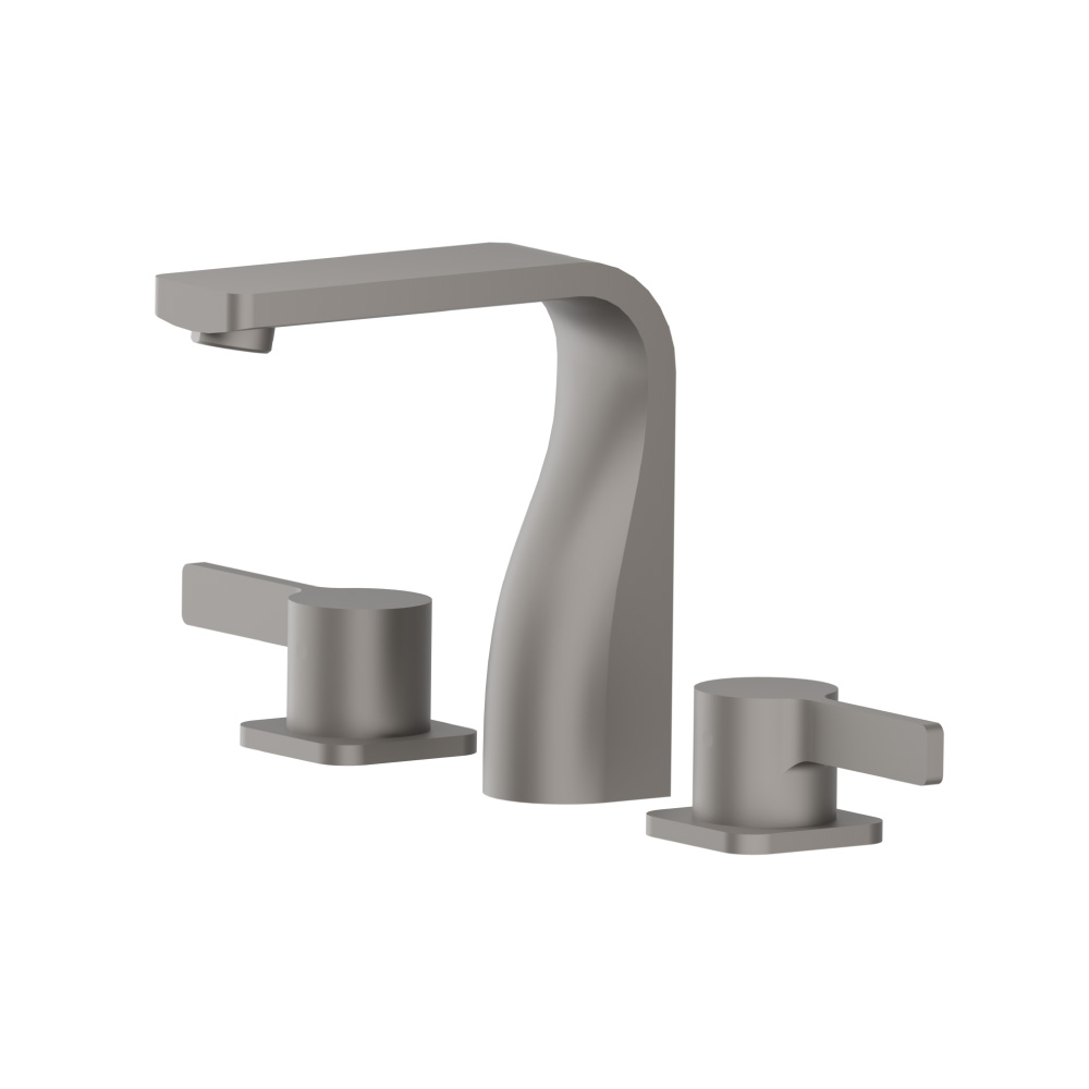 Three Hole 8" Widespread Two Handle Bathroom Faucet | Steel Grey
