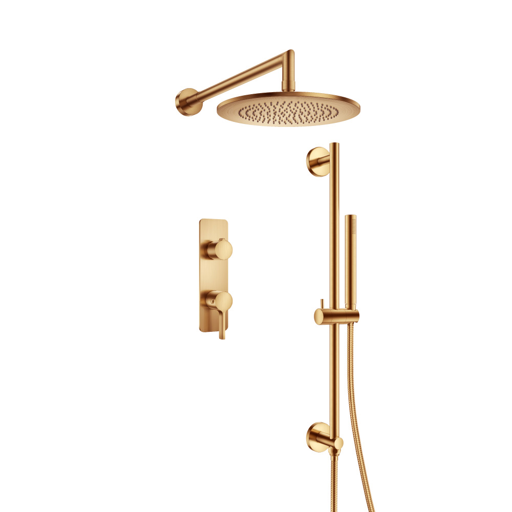 Two Output Shower Set With Shower Head, Hand Held And Slide Bar | Brushed Bronze PVD