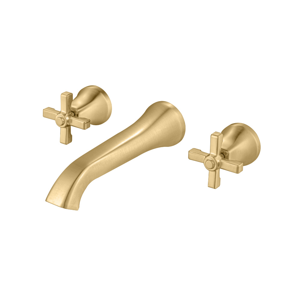 Two Handle Wall Mounted Tub Filler | Satin Brass PVD