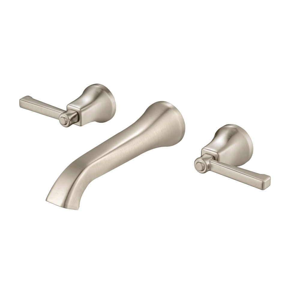 Two Handle Wall Mounted Bathroom Faucet | Brushed Nickel PVD