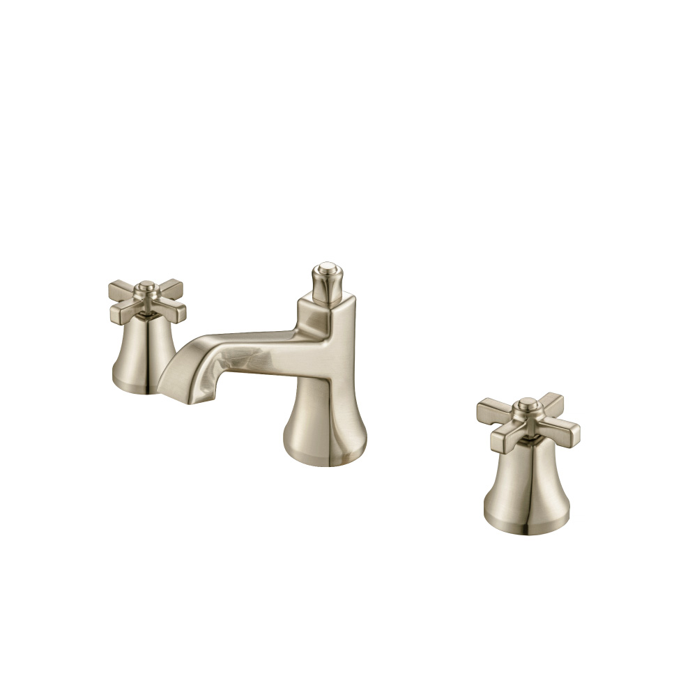 Three Hole 8" Widespread Two Handle Bathroom Faucet | Brushed Nickel PVD