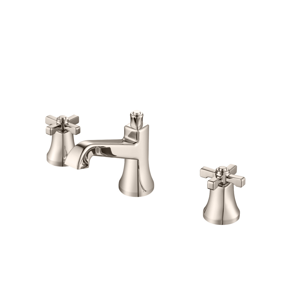 Three Hole 8" Widespread Two Handle Bathroom Faucet | Polished Nickel PVD