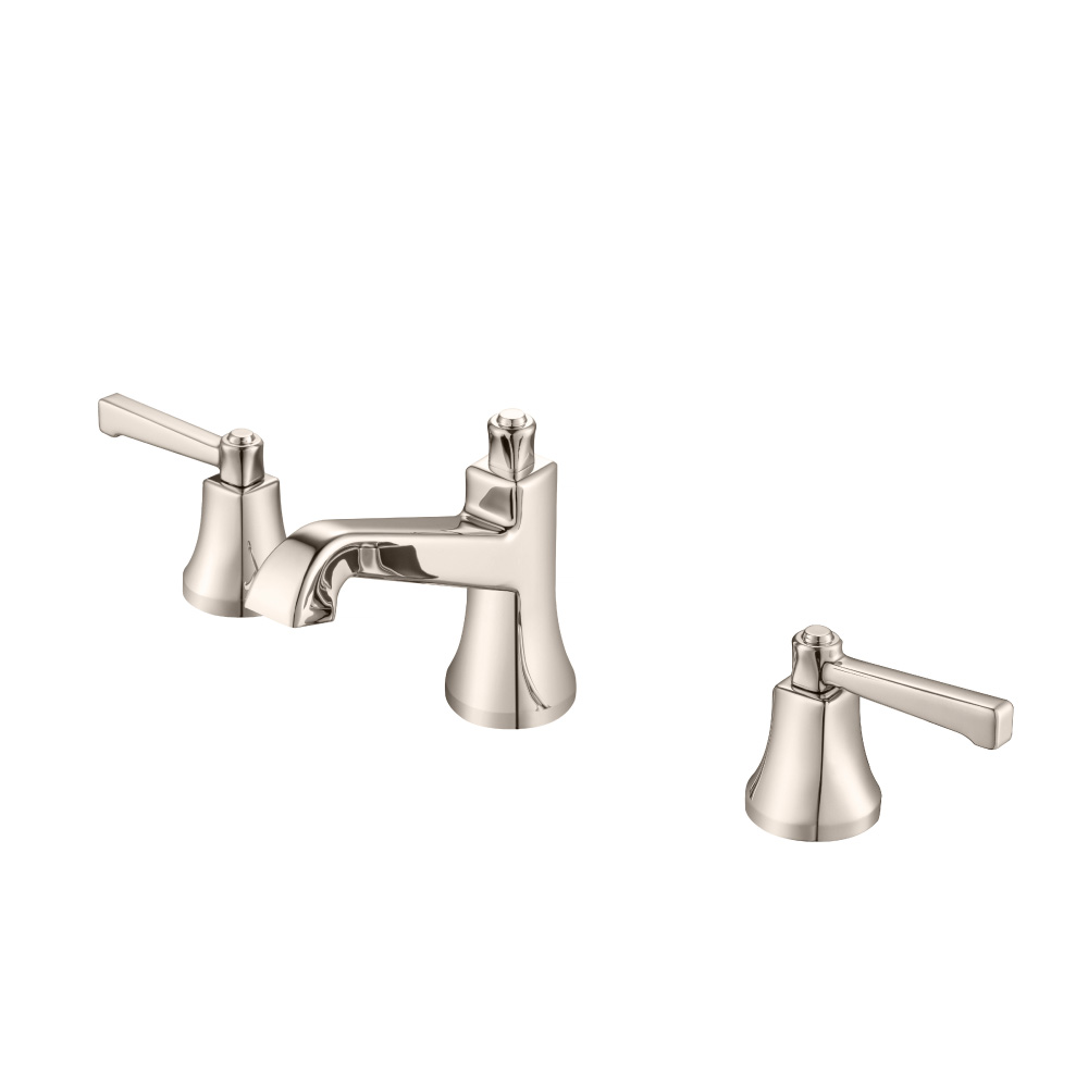 Three Hole 8" Widespread Two Handle Bathroom Faucet | Polished Nickel PVD