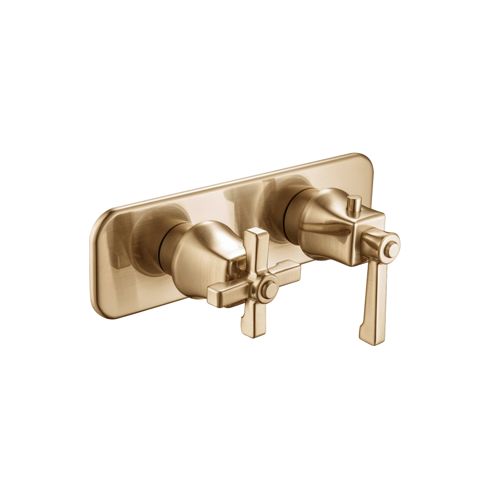 3/4" Horizontal Thermostatic Shower Valve & Trim - 2 Output | Brushed Bronze PVD