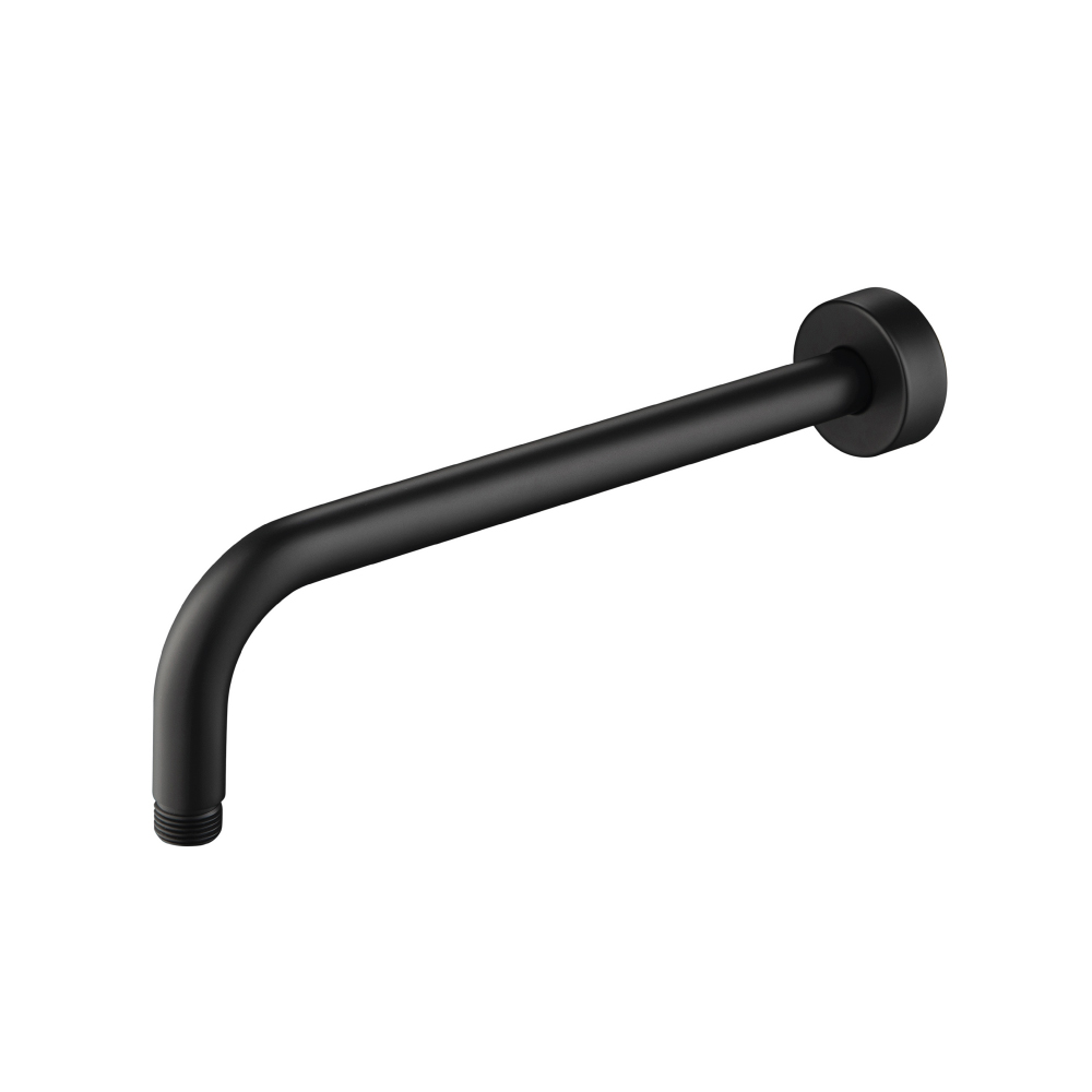 Wall Mount Round Shower Arm - 12" (300mm) - With Flange | Matte Black